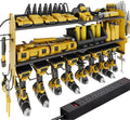 Suchtale Power Tool Organizer with Charging Station,33.2" Garage 8 Drill Holders Wall Mount,3 Layers Heavy Duty Metal Tool Shelf with 8 Outlets Power Strip, Gift for Men, Father, Yellow