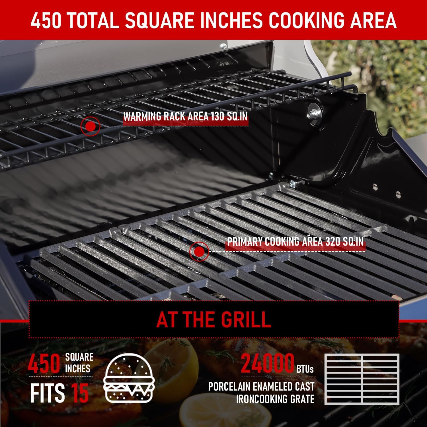 Monument Grills 2-Burner Stainless Steel Liquid Propane Gas Patio Garden Barbecue Grill with Clearview® Lid, Knob Control and Two Foldable Shelves Mesa200G, Green