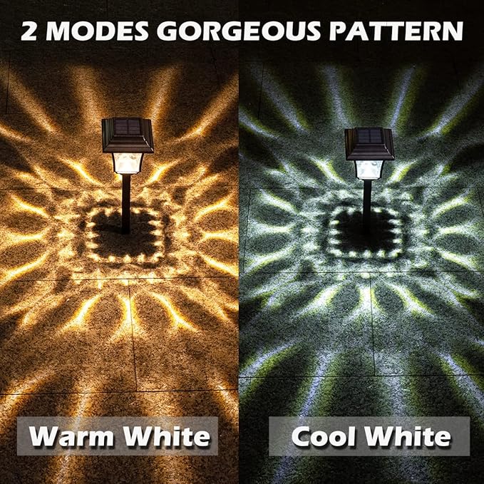 LeiDrail Solar Pathway Lights 8 Pack Solar Garden Lights with 2 Modes Waterproof Outdoor Path Light Warm White/Cool White LED Landscape Lighting for Yard Lawn Sidewalk Driveway Garden