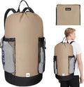 BALEINE 120L Laundry Bag Backpack, 900D Oxford Fabric Large Travel Laundry Bags with Shoulder Straps and 2 Mesh Pockets for College Dorm, Apartment, Laundromat (Khaki, 120L)