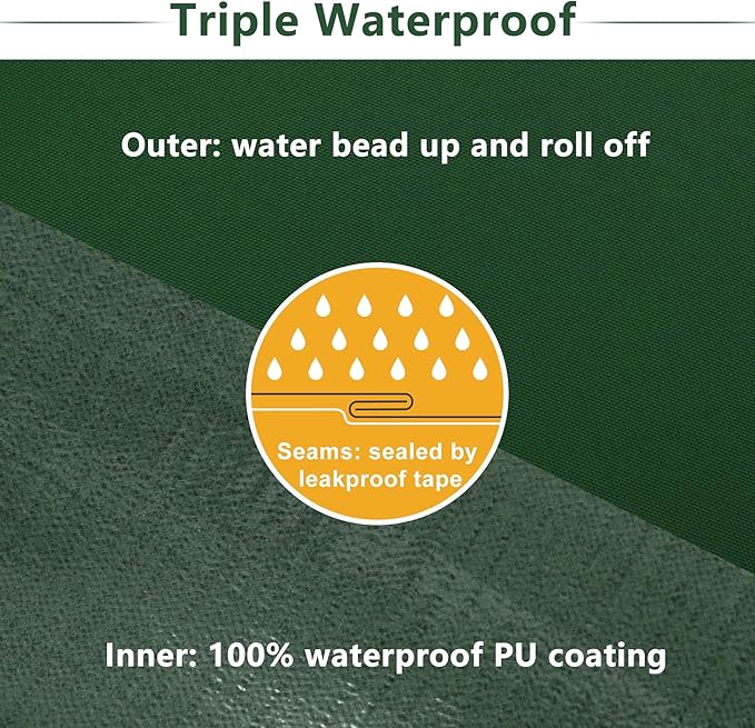 Favoyard Patio Chair Cushions 18.5 x 16 x 3 Inch Waterproof Outdoor Seat Cushions for Patio Furniture 3-Year Color Fastness Garden Sofa Couch Chair Pads with Handle & Adjustable Straps Set of 2, Green