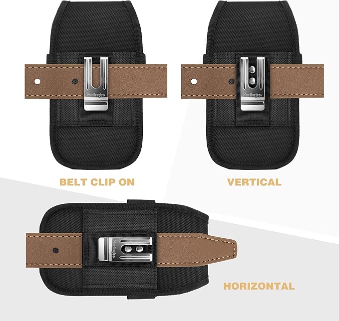 Perilogics Phone Holster with Magnetic Cover, Belt Clip Pouch Fits iPhone 17 Pro Max, 16 Pro Max, 16 Plus and Other Pro Max/Plus Models with Case Installed, with Zipper Storage & Card Pocket