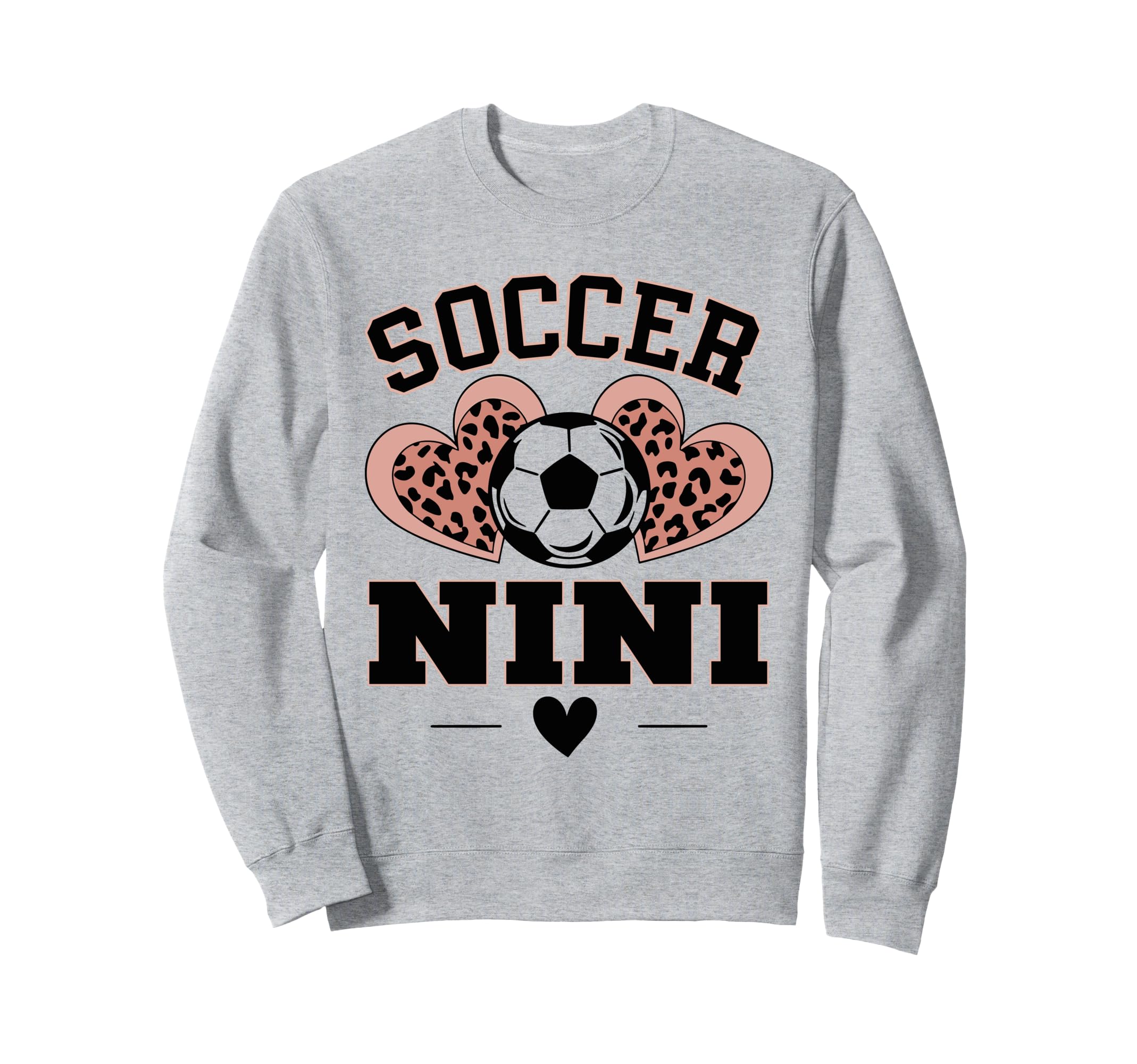 Soccer Nini Leopard Heart Sweatshirt - Casual Everyday Wear for Adults