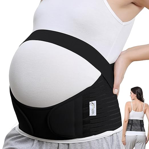 NeoTech Care Pregnancy Support Maternity Belt, Waist/Back/Abdomen Band, Belly Brace (Size M, Black Color)