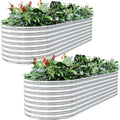 BTDVR 2 PCS 9 in 1 Tall 8×2×1.5ft Galvanized Raised Garden Bed Outdoor, Metal Raised Beds for Vegetables, Above Ground Garden Box for Flower, Steel Garden Bed for Gardening