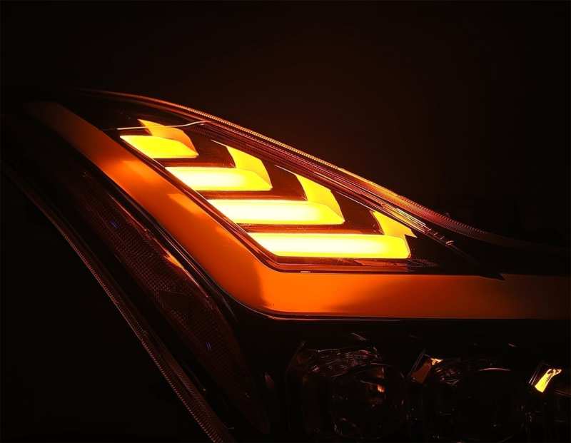 AlphaRex 08-13 Infiniti G37 Coupe SD NOVA LED Proj Headlights Plank Gloss Blk w/Activ Light/Seq Sig 881985 *Discontinued