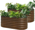 SnugNiture Galvanized Steel Raised Garden Bed, 4x2x2 ft, Outdoor Oval Deep Root Planter Box for Growing Vegetables, Flowers and Fruits