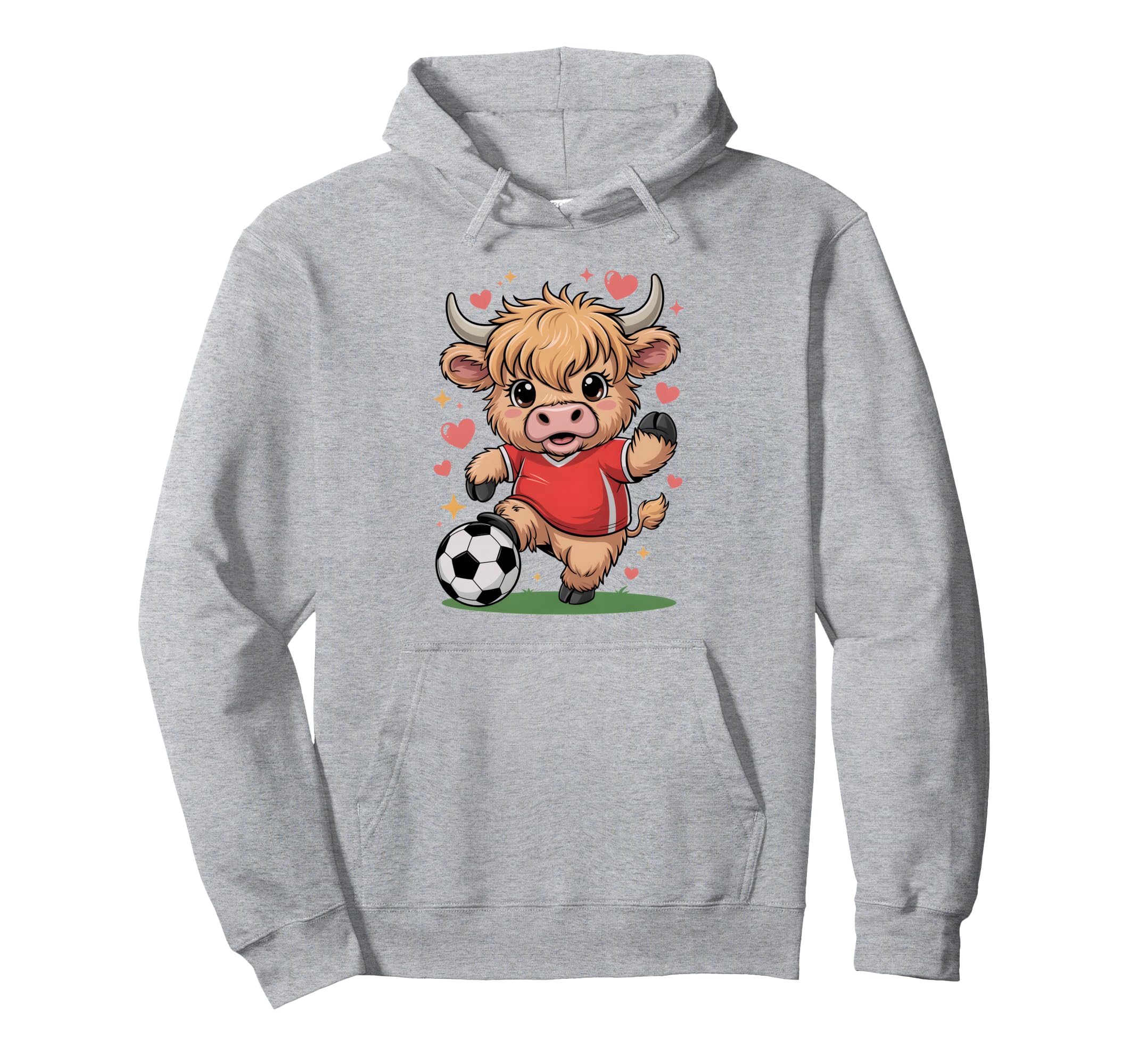 Kawaii Soccer Cow Just Who Loves Highland Hoodie - Graphic Print Men Women
