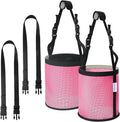 Horse Feed Bag 2 Pcs, Mesh Feed Bags for Horses, Muzzle Feedbag for Feeding Grain, Anti-Spill Design Feeder, Soft Neck Pad Nose Pad, Breathable and Universal Fit (Pink, Pack of 2)