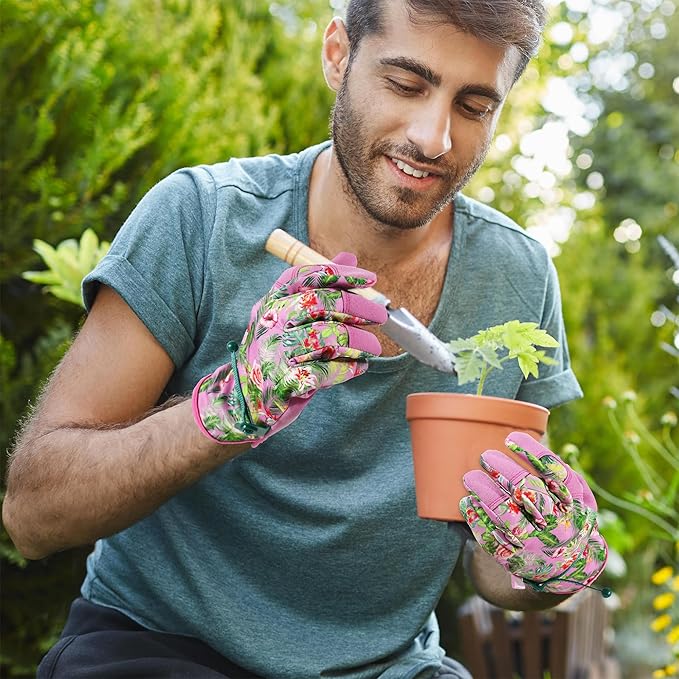 HLDD HANDLANDY Work Gloves for Women and Ladies, Leather Gardening Gloves Flexible Mechanic Working Gloves