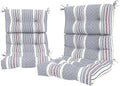 LVTXIII Outdoor Tufted High Back Cushions Set of 2 Patio Seasonal Replacement Rocking Chair Cushion with Ties, Solid Seat and Back Chair Cushion, (44” L x 22W”, Stripe Denim Blue)