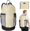 BALEINE 120L Laundry Bag Backpack, 900D Oxford Fabric Large Travel Laundry Bags with Shoulder Straps and 2 Mesh Pockets for College Dorm, Apartment, Laundromat (Beige, 120L)
