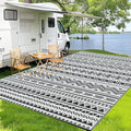 WILDROOTS 5x8 Feet Black and White Plastic Outdoor Rug, Stain Resistant Waterproof Reversible Outdoor Patio Rug, Fade Resistant Camping Rug