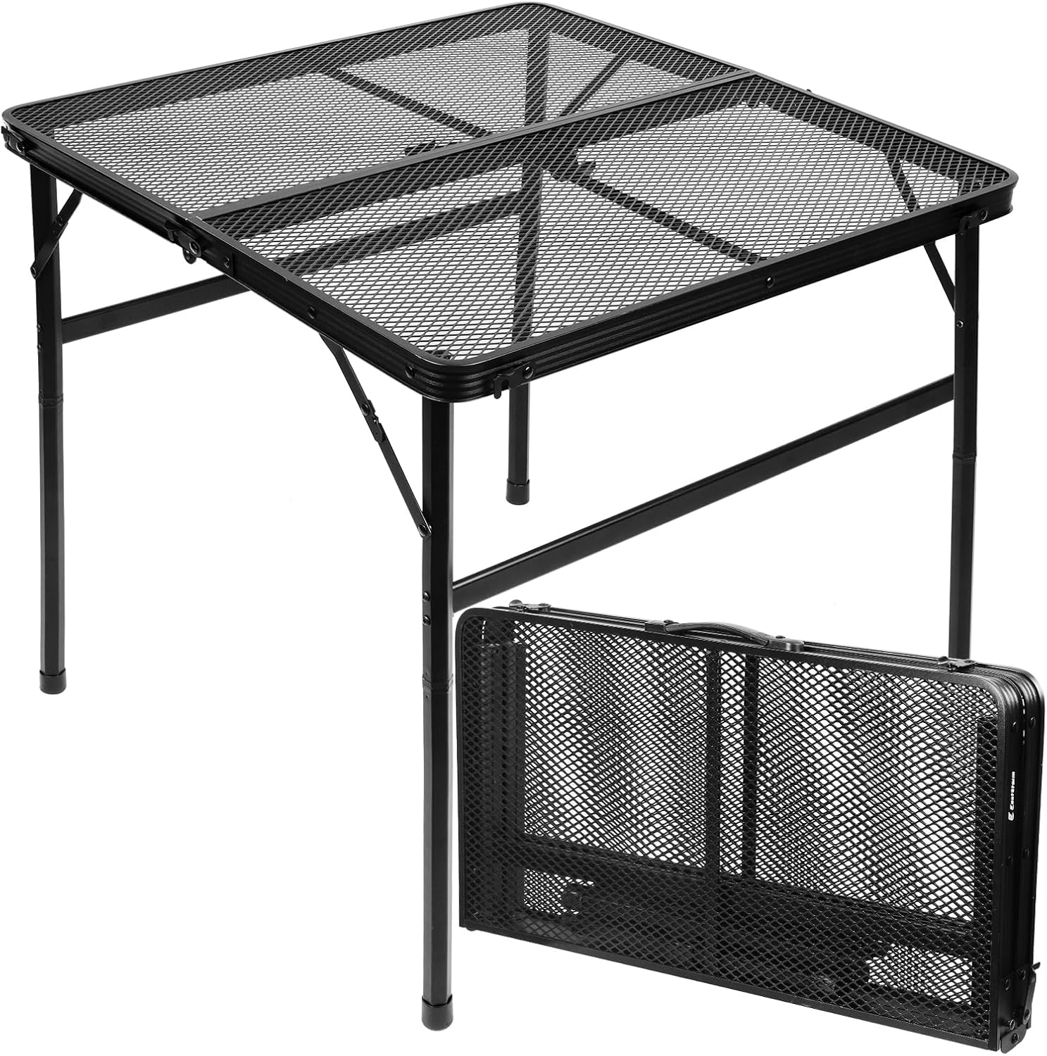 Square Folding Table, Easy for Storage, Compact and Portable Picnic Table for Grill, Outdoor Camping, Garden, Patio, Dining, BBQ, Party, Market and Card Table, 27.2 L×27.2W inches
