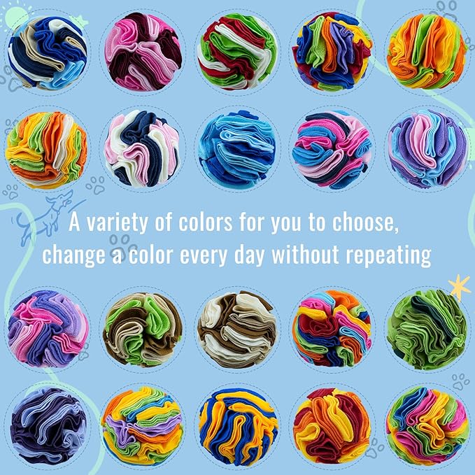 Pet Snuffle Ball, Puzzle Sniffing Interactive Dog Ball for Blind Dogs Training Stress Relief Dog Enrichment Toys Treat Machine Washable (20cm, New Rainbow Color)