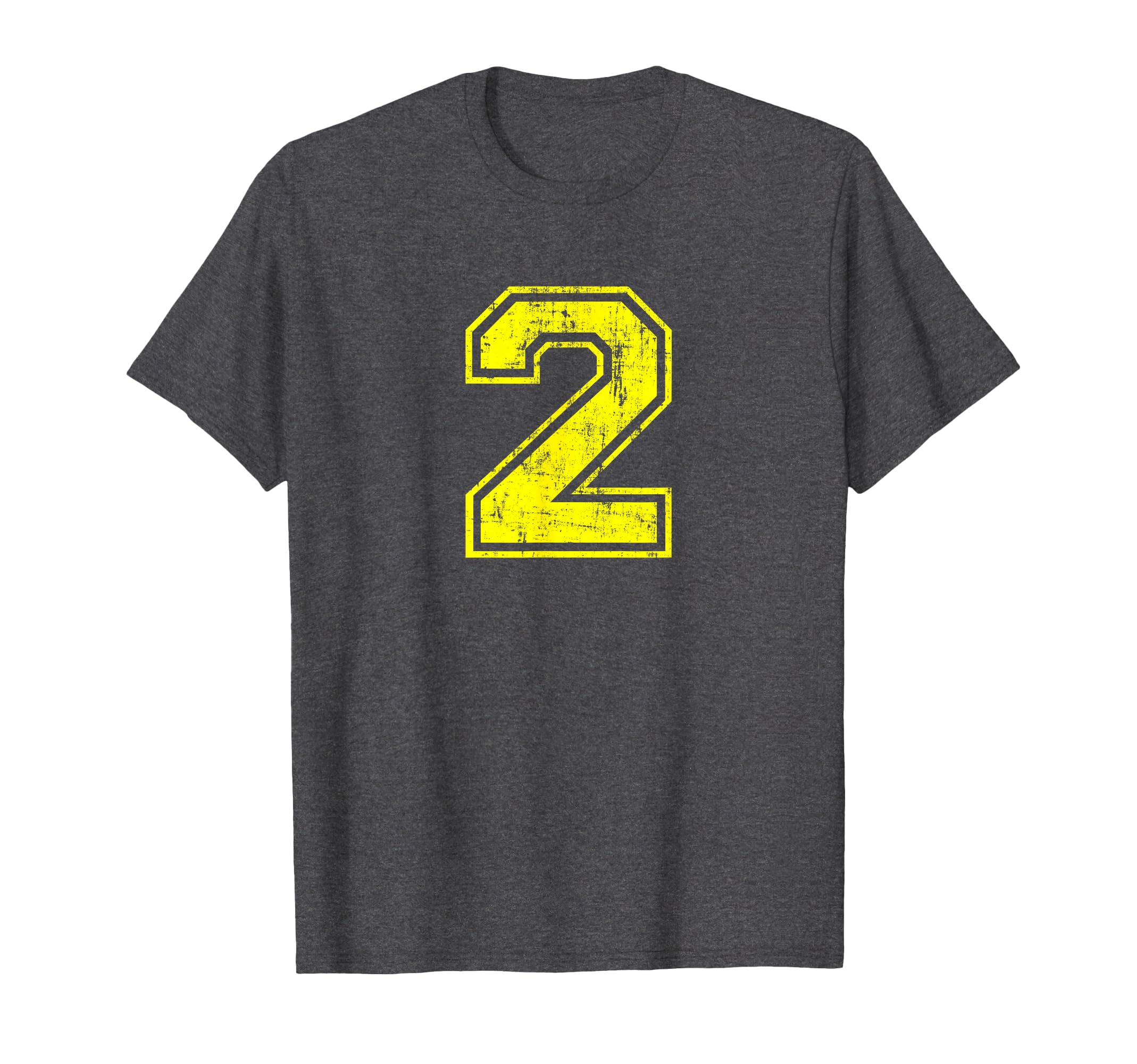 Number 2 Two Varsity Distressed Sport Team T-Shirt - Unique Graphic Unisex