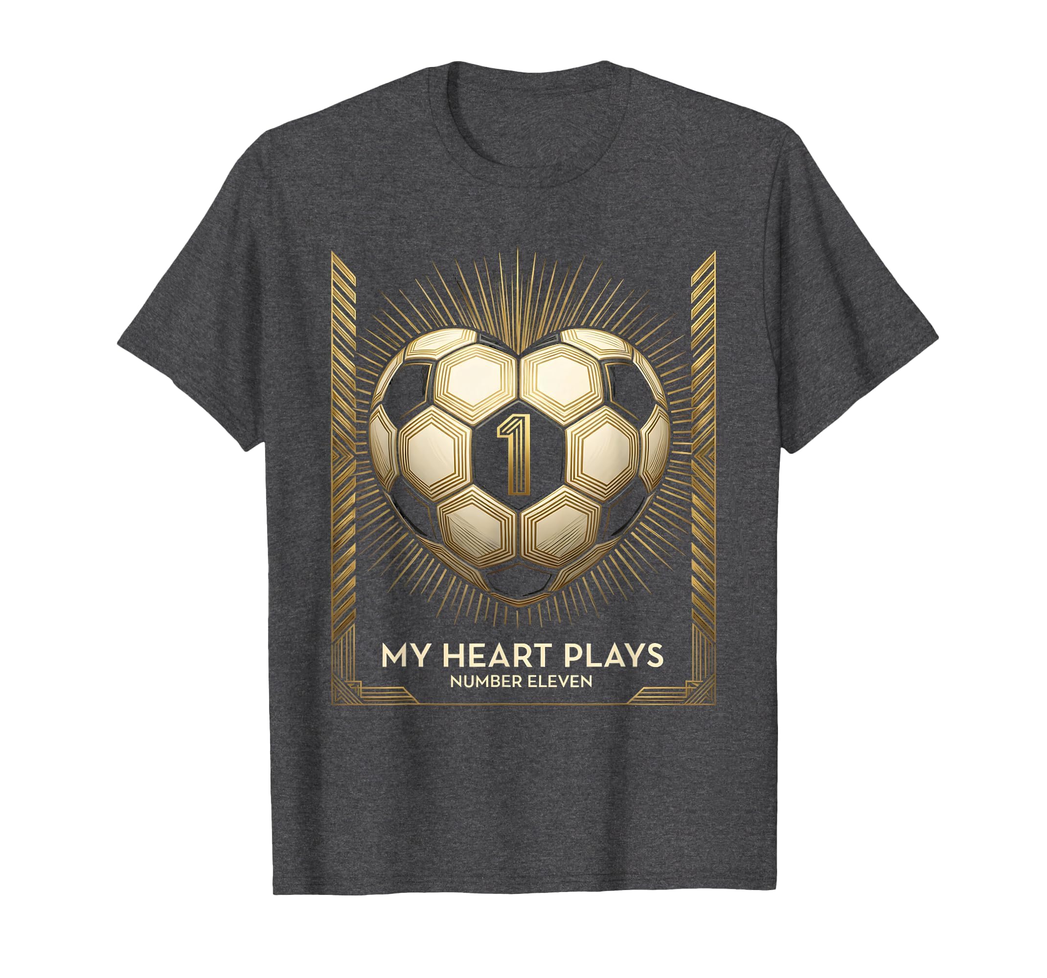 My Heart Plays Number Eleven Soccer T-Shirt - Novelty Apparel for Adults