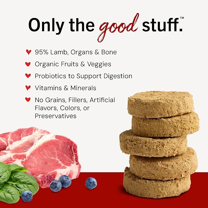 Stella & Chewy's Freeze-Dried Raw Dinner Patties - Dandy Lamb Recipe - High Protein Grain-Free Puppy & Dog Food - Perfect For Picky Eaters - 25 oz