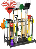 Garden Tool Rack Organizer for Garage Yard Tool Storage, Garden Tools Storage for Organization Black Metal Gardens Tools Holder for Yard Shed Garage