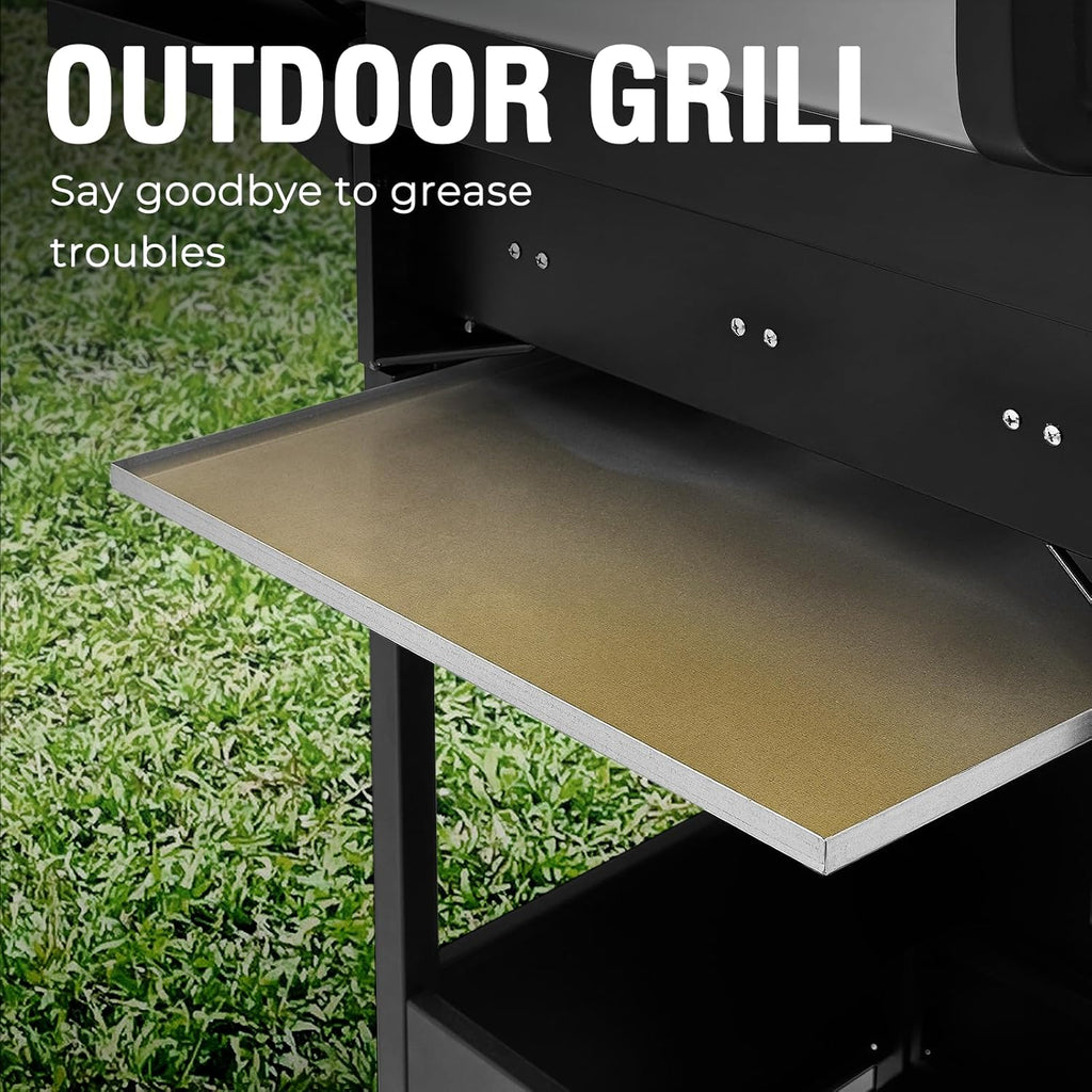3 Burners Gas Grill with Side Burner, Propane Grill with Wheels and Storage, Outdoor Gas BBQ with Oil Tray and Thermometer for Patio and Party, 37000 BTU
