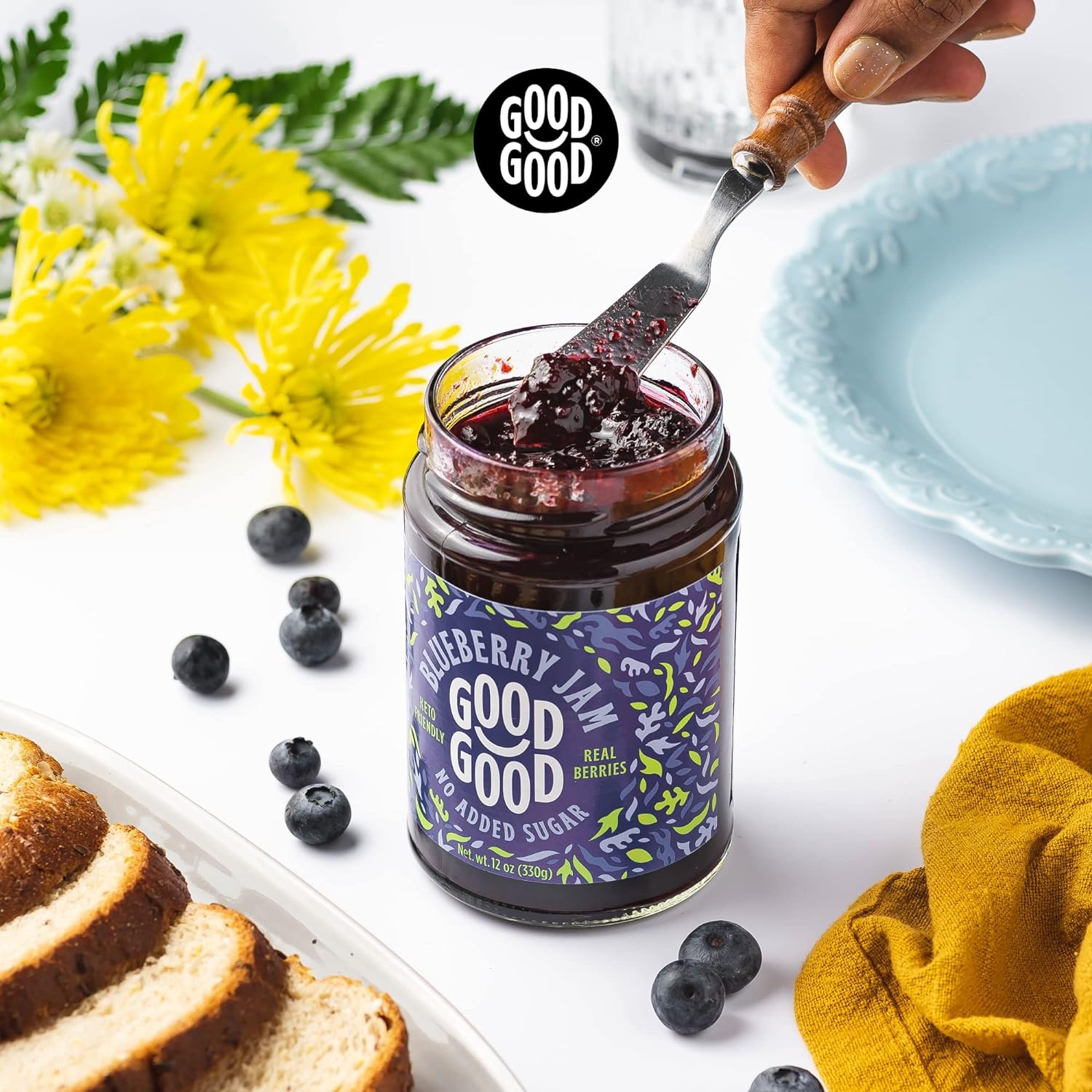 Good Good Blueberry No Sugar Jam, 6-Pack, 12 Oz.