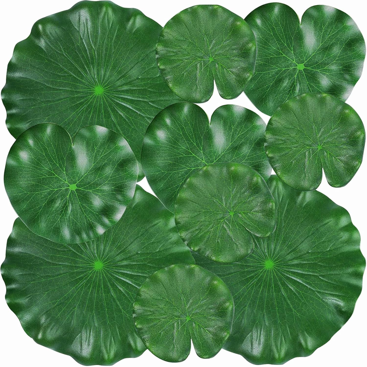 20Pcs Floating Lily Pads for Ponds, Fake Lily Pads, Artificial Lotus Leaves Decorative, 6pcs 8.3in and 6pcs 7in and 8pcs 4in (Total 20pcs)