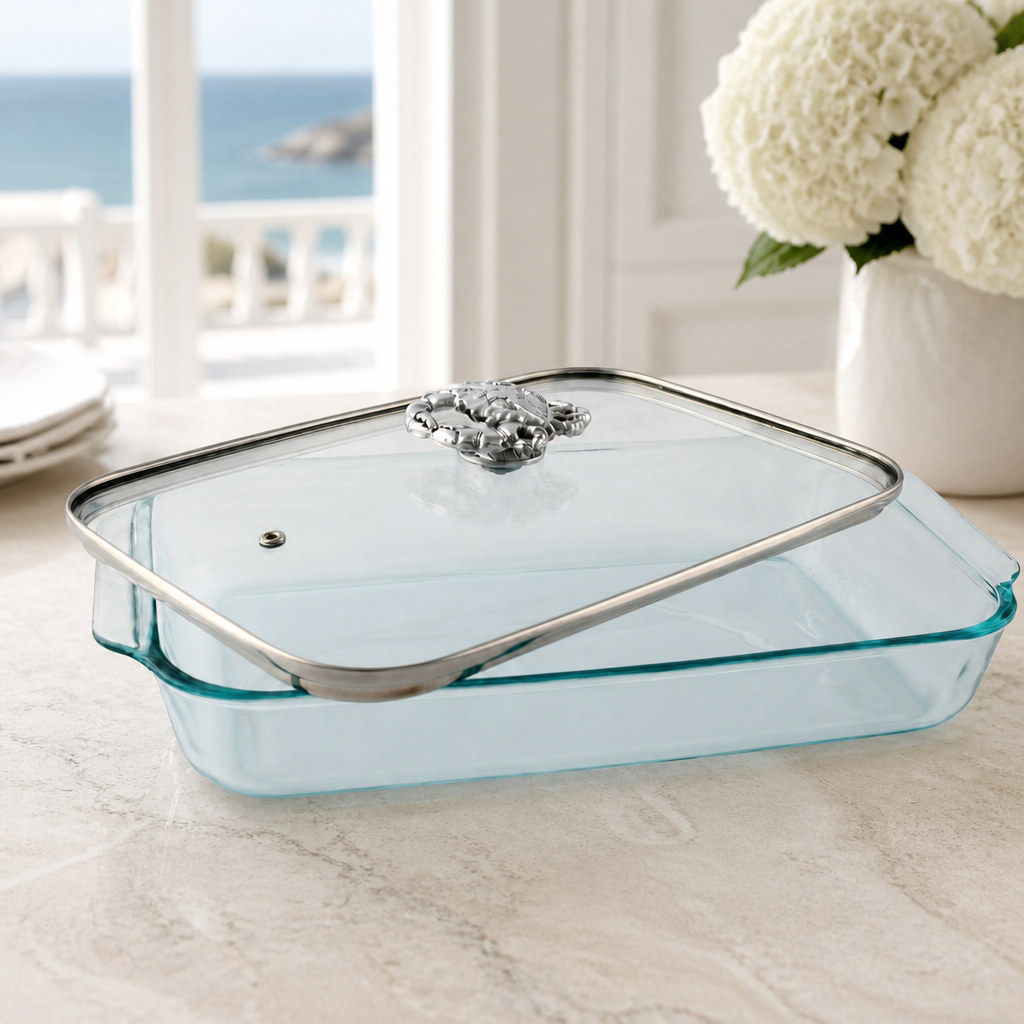 Crab Lid with Pyrex 3 quart Baking Dish