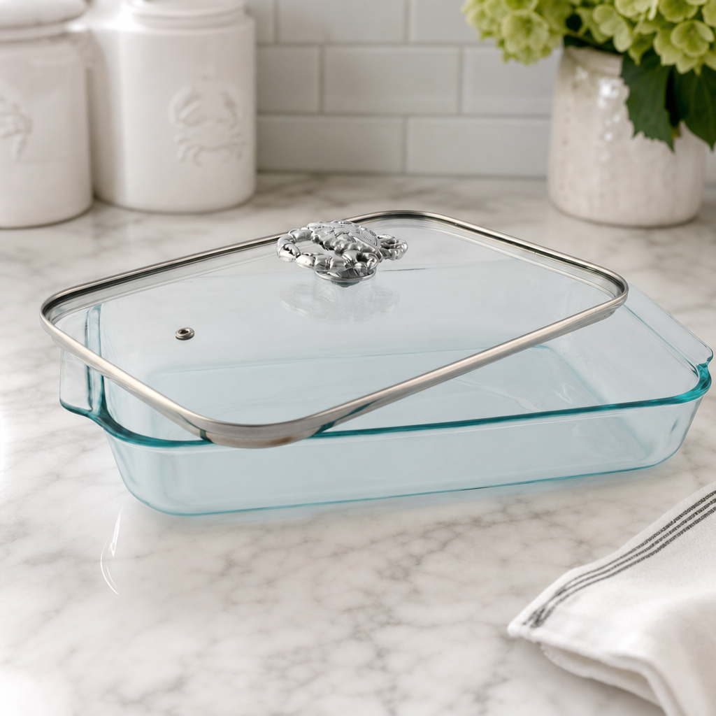 Crab Lid with Pyrex 3 quart Baking Dish