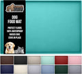 GORILLA GRIP 100% Waterproof Raised Edge BPA Free Silicone Pet Feeding Mat, Dog Cat Food Mats Contain Spills Protects Floors, Placemats for Cats and Dogs Water Bowl, Pets Accessories 16x10, Turquoise