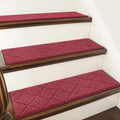COSY HOMEER Edging Stair Treads Non-Slip Carpet Mat 28inX9in Indoor Stair Runners for Wooden Steps, Edging Stair Rugs for Kids and Dogs, 100% Polyester TPE Backing (15pc, Red)