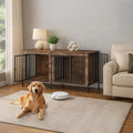 Dog Crate Furniture 78" for 2 Dogs Sturdy Heavy Duty Dog Kennel Solid Metal Tube Thick Wooden with 3 Lockable Doors XXL Double Dog Cage Large Breed as End Table for Large Dogs Rustic Brown