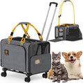 PAWZIDEA Expandable Pet Carrier with Wheels, 24x16x16in Large Cat Carrier for 2 Cats, Soft-Sided Dog Carriers for Small Medium Dog, Collapsible Rolling Travel Bag w/Telescopic Handle, Shoulder Straps