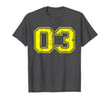 Number 03 Three Varsity Distressed Sport T-Shirt - Novelty Apparel Unisex