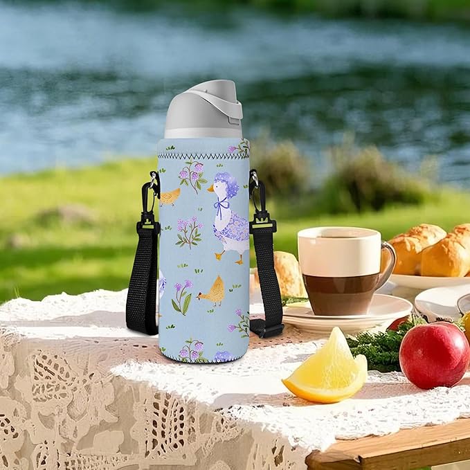 AUPET Water Bottle Sling Bag Carrier Crossbody Sleeve,Insulated Neoprene Bottle Case Holder Pouch Cover 500ML/17oz with Shoulder Strap for Walking Women Men
