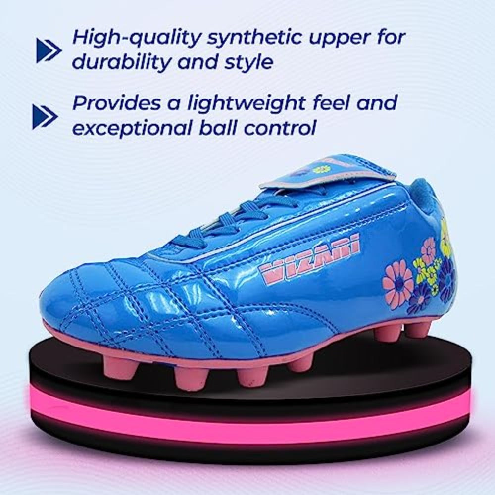 Kids Blossom Firm Ground Soccer Cleats – Blue/Pink