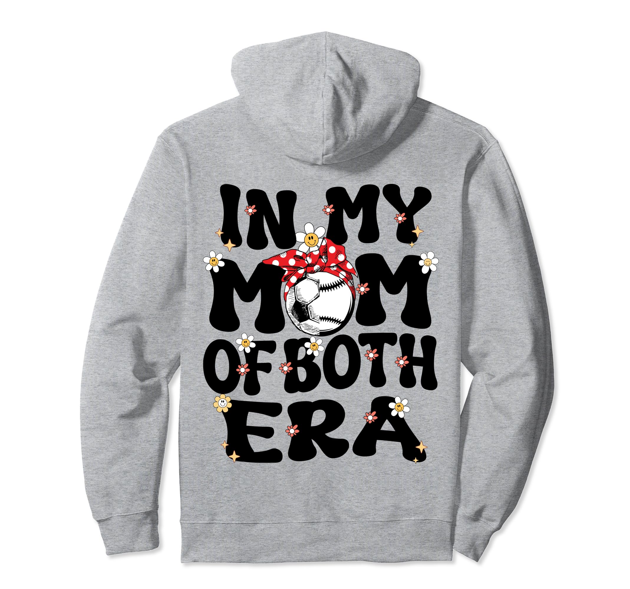 My Mom Both Era Baseball Soccer Mom Mothers Hoodie - Trendy Graphic Unisex