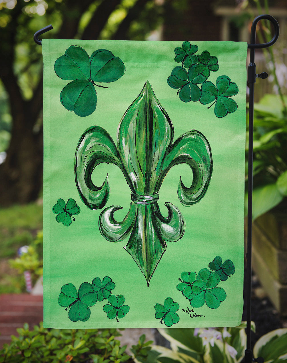 St Patrick's Day Fleur de lis Garden Flag Mailbox Decorative Yard Banner Outside Patio Artwork for Flower Beds, Garden Size, Multicolor