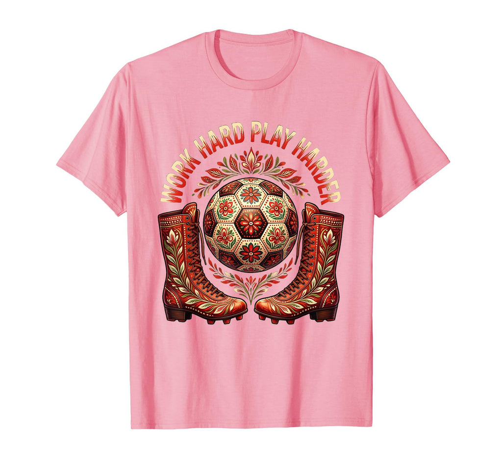 Work Hard Play Harder Soccer T-Shirt - Trendy Graphic Unisex