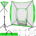 7x7 ft Baseball Net for Batting Pitching Hitting, Softball Pitching Net with Strike Zone, Tee, Ball Caddy, Softball Batting Net Baseball Training Equipment for Kids Adult Youth Sport Practice