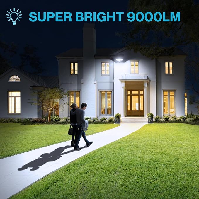 Olafus 100W LED Security Light Motion Sensor Outdoor Light, Motion Flood Light Dusk to Dawn, 9000LM Super Bright 6500K Exterior Motion Detector Floodlight for Garage Yard Porch Eave IP65, White