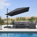 PURPLE LEAF 10 Feet Patio Umbrella Outdoor Cantilever Square Umbrella Aluminum Offset Umbrella with 360-degree Rotation for Garden Deck Pool Patio Black