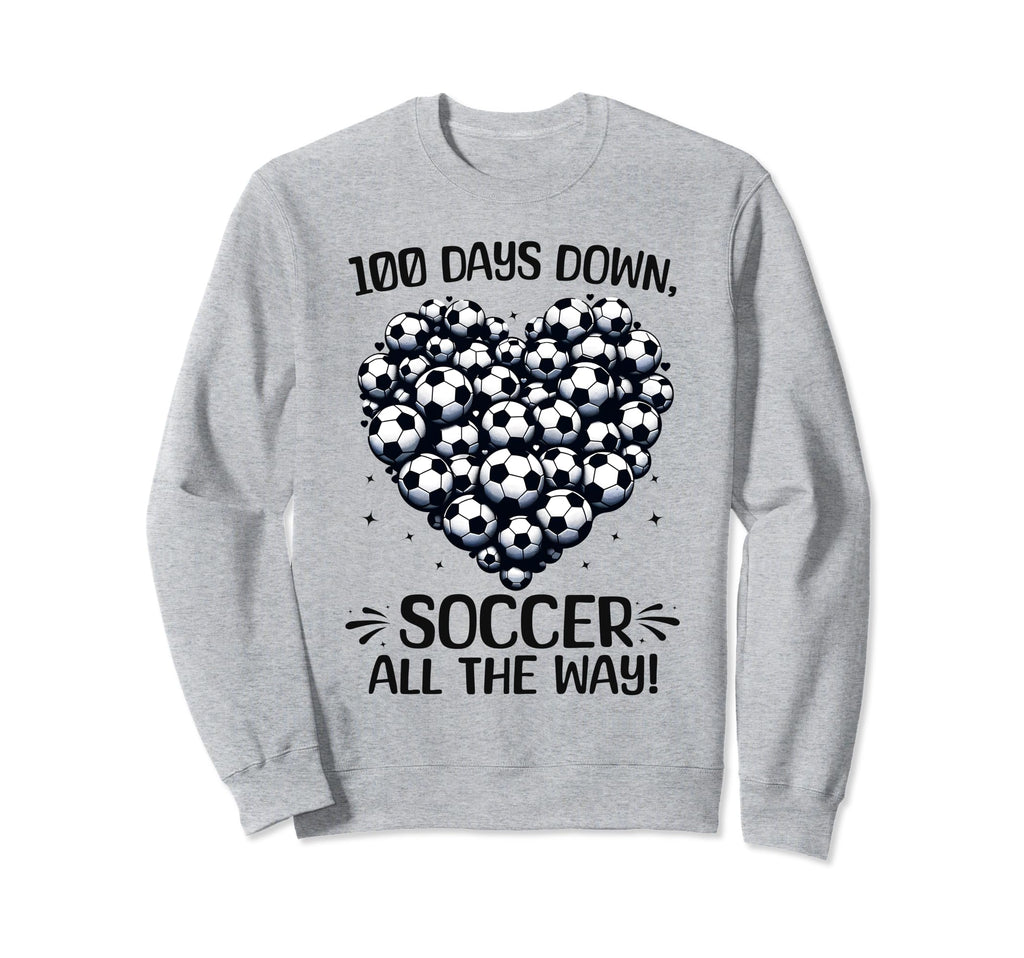 100 Days School Soccer Heart Love 100Th Sweatshirt - Graphic Print Unisex