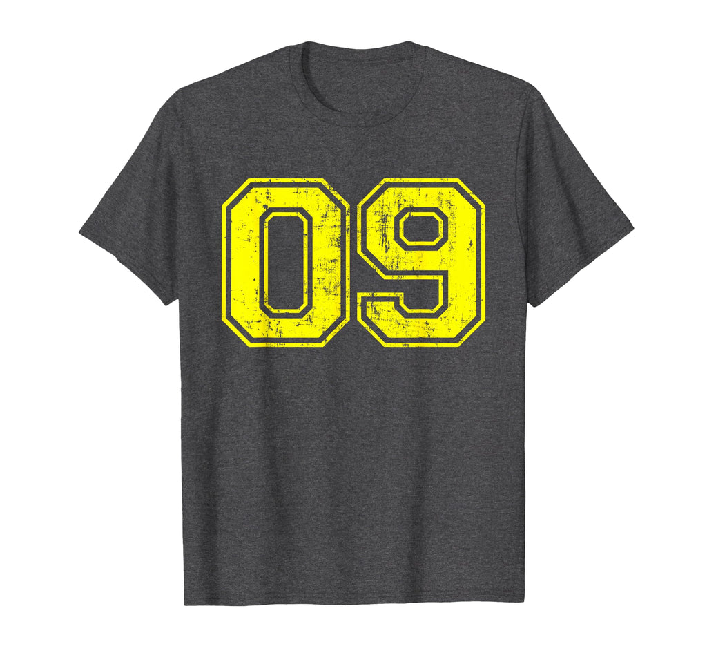 Number 09 Nine Varsity Distressed T-Shirt - Aesthetic Graphic Men Women