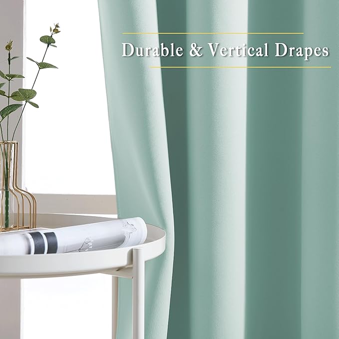 NICETOWN Blackout Curtains 66 inches Long, Grommet Window Treatment Thermal Insulated Solid Blackout Curtains/Panels/Drapes for Bedroom, Aqua Blue, Set of 2, W66 x L66