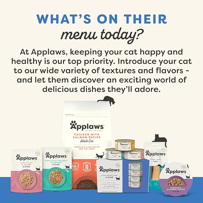 Applaws Natural Wet Cat Food, 24 Count, Limited Ingredient Canned Wet Cat Food, Ocean Fish in Broth, 2.47oz Cans