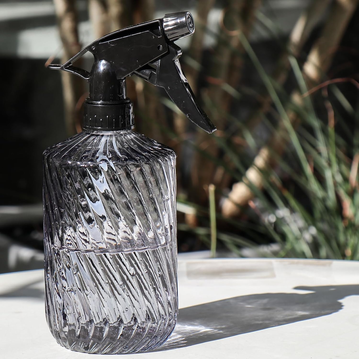OFFIDIX Fine Mist Plant Mister,Handheld Pressure Glass Spray Bottles,0.45L/15.22oz Watering Can with Adjustable Nozzle for Outdoor Indoor Gardening and Cleaning Work(Diagonal Gray)