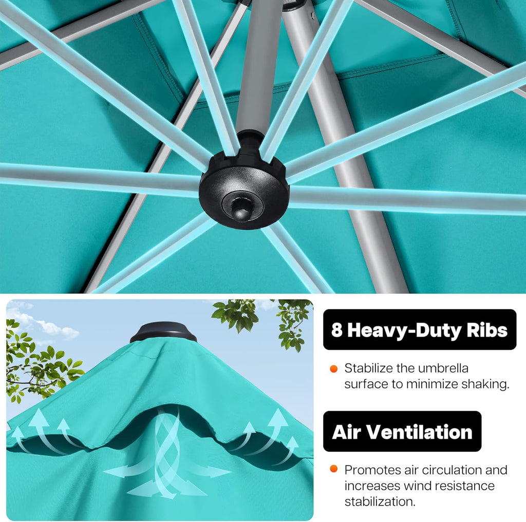 Patio Umbrella, 11FT Outdoor Cantilever Umbrella with 360-degree Rotation for Garden, Deck, Backyard, Pool and Beach, Turquiose