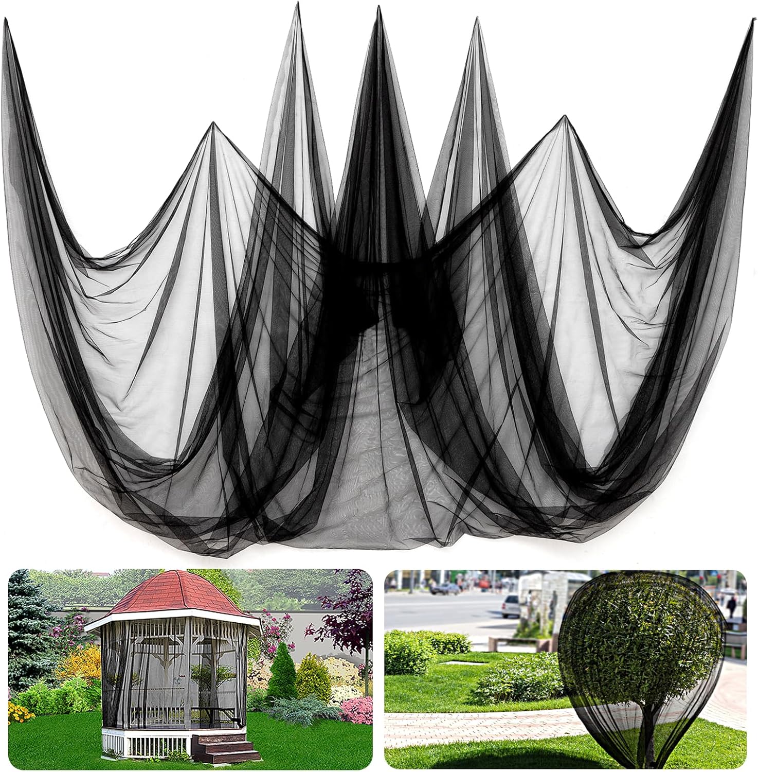 ANPHSIN 2 Pcs Garden Net Barrier - 10 x 13 ft for Each Bird Garden Screen Mesh Netting, Heavy Duty Garden Mesh for Terraces Balconies Patios Protecting Your Skin Plants Vetegables DIY (Black)