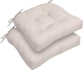 RACE LEAF Outdoor Cushions 17" x 17" Patio Chair Seat Pads, Set of 2 Thick Fill Tufted Square Patio Cushions, Water-Resistant Olefin Chair Seat Cushion with Ties for Non-Slip Support, Beige