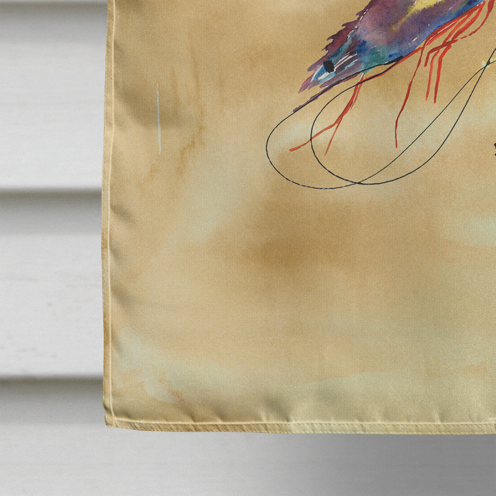 Shrimp Sandy Beach House Flag 28x40 Porch Sleeve Pole Decorative Outside Yard Banner Artwork Wall Hanging, Polyester